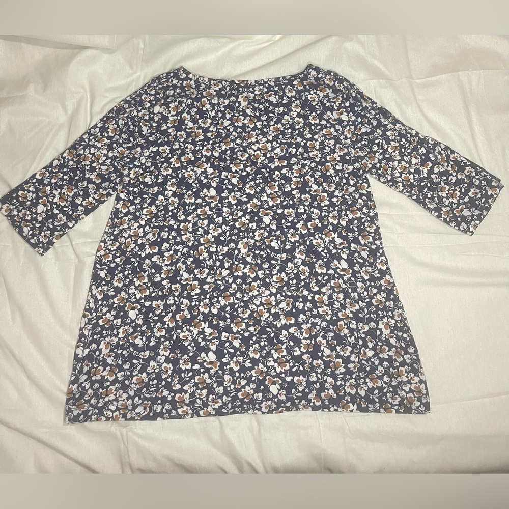 J. Jill Floral Top - Navy and White - Size M Petite - Picture 2 of 5